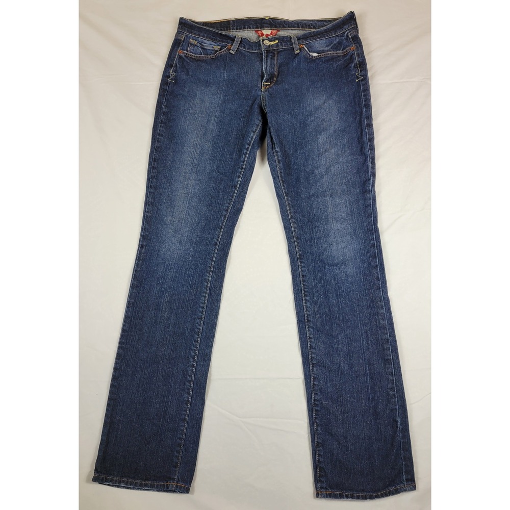 Lucky Brand Zoe Straight Jeans Dark Wash Hipster Denim (34x34) Womens 12/31 Long
